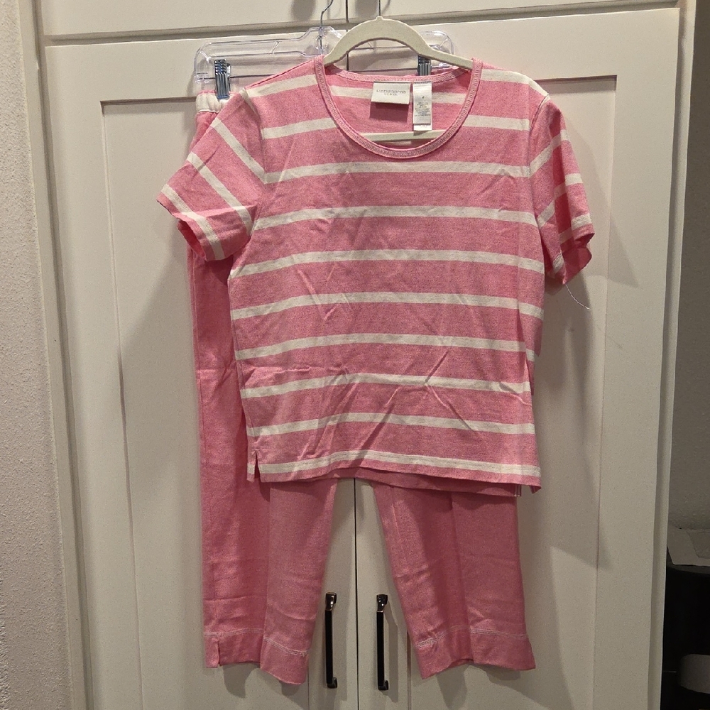 Liz Claiborne Pink and White Striped Pajama Set